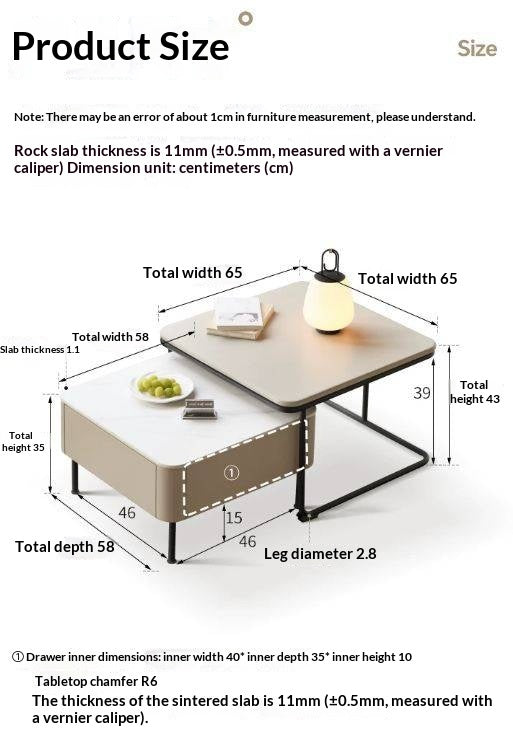 Tulipwood Solid Wood Modern Light Luxury Rock Board Coffee Table