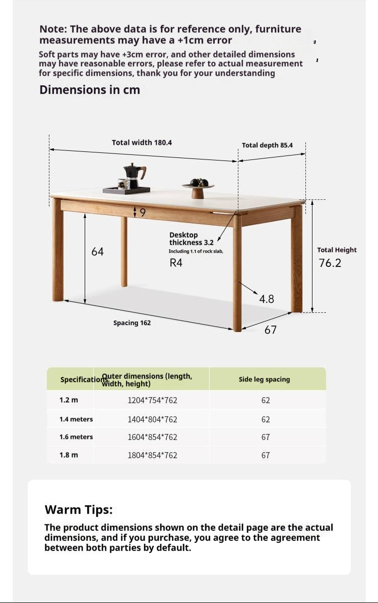 Ash, Oak Solid Wood Modern Minimalist Style Slab Dining Table