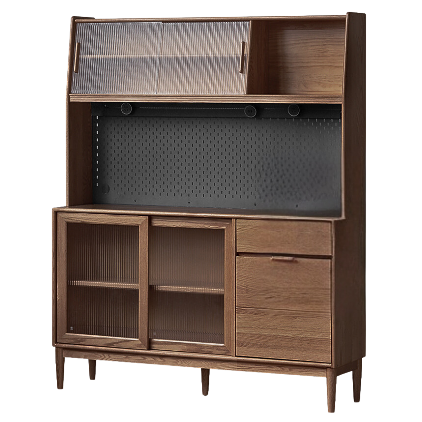 Oak Solid Wood Modern Dining Sideboard Against The Wall