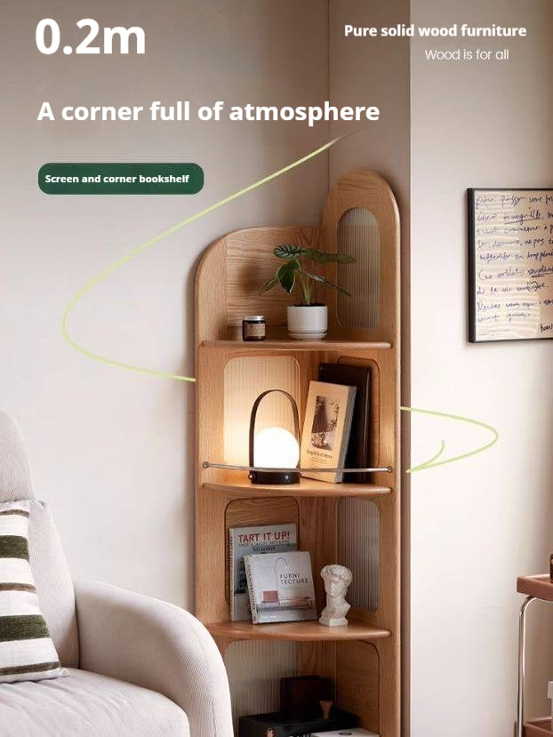 Oak, Ash Solid Wood Bookshelf Household Corner Storage Rack