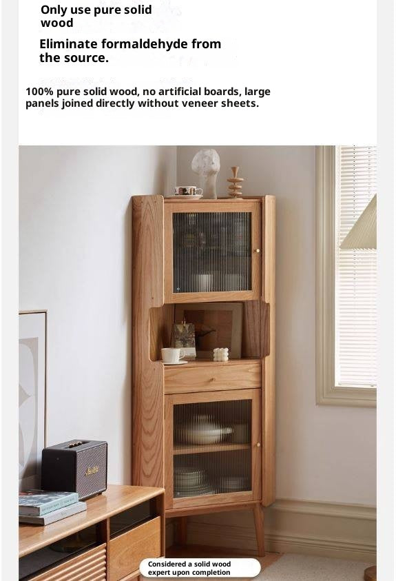 Oak Solid Wood Corner Nordic Storage Cabinet