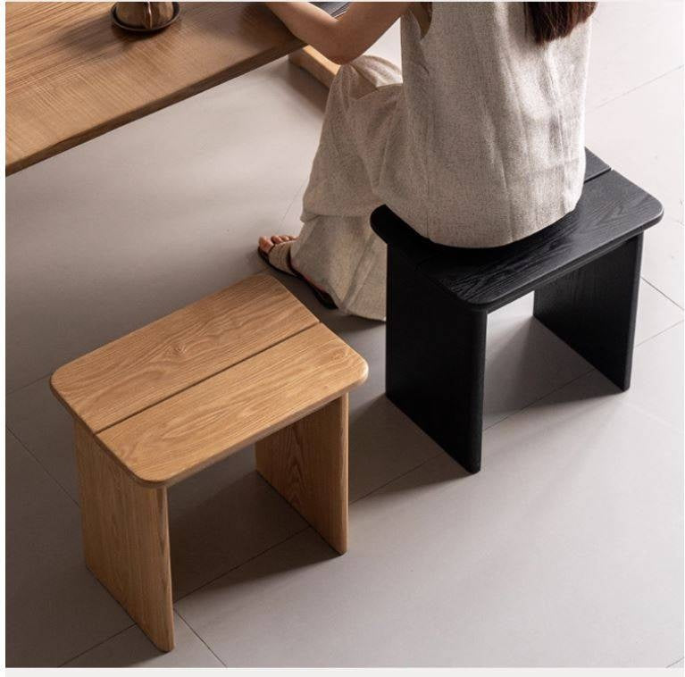 Ash Solid Wood Wabi-Sabi Style Square Chairs