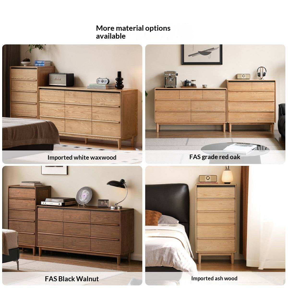 Ash Solid Wood Modern Side Cabinet with Shelved Interior