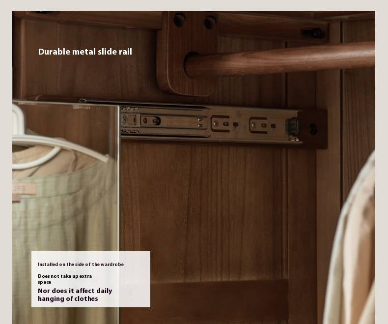Black Walnut Solid Wood Sliding Door Wardrobe.