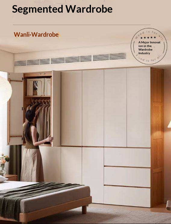 Oak Solid Wood Wardrobe with Double Doors