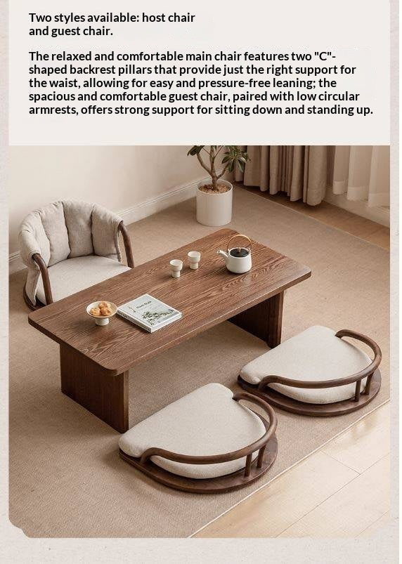 Black Walnut, Ash Solid Wood Tatami Soft Backrest Meditation Chair