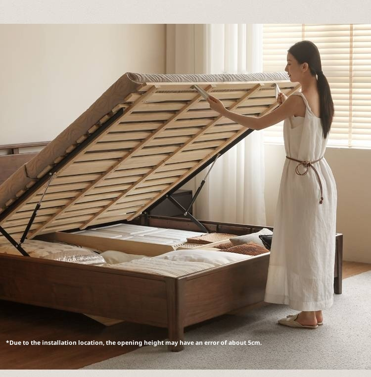 Black Walnut Solid Wood Light Luxury Box Bed