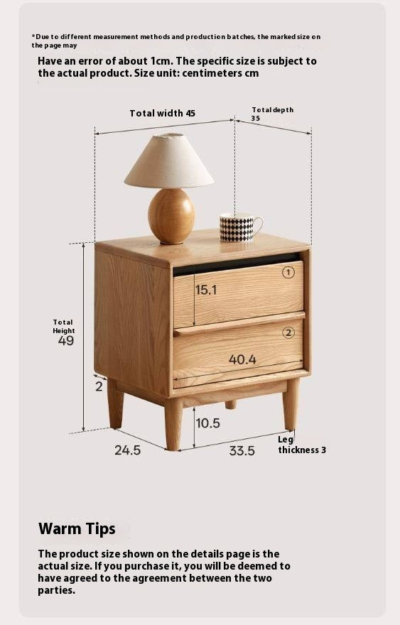 Ash Solid Wood Log Style Nightstand