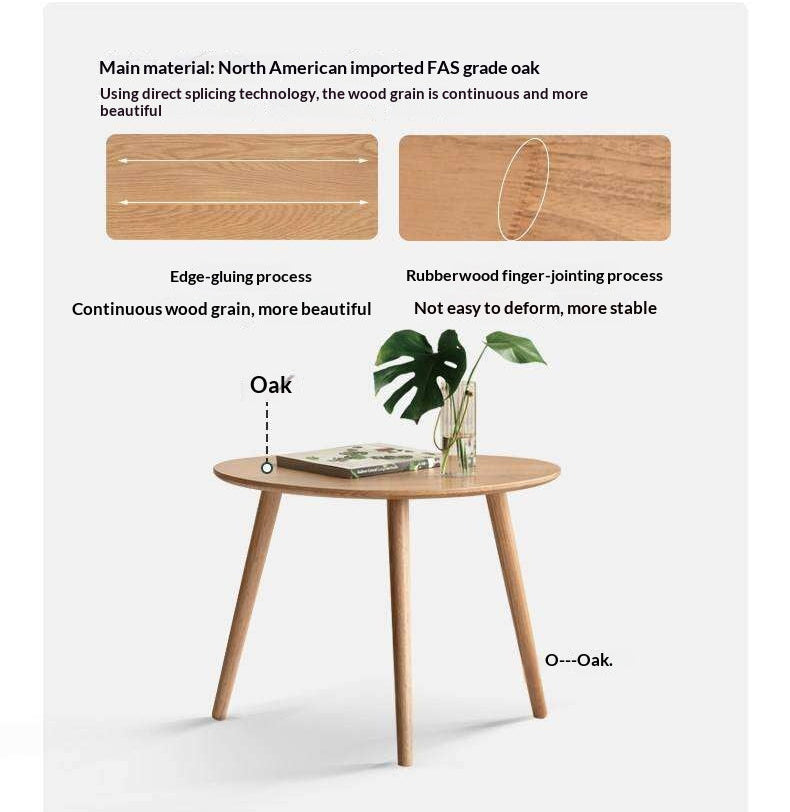 Rubberwood, Oak Solid Wood Walnut Color Side Table