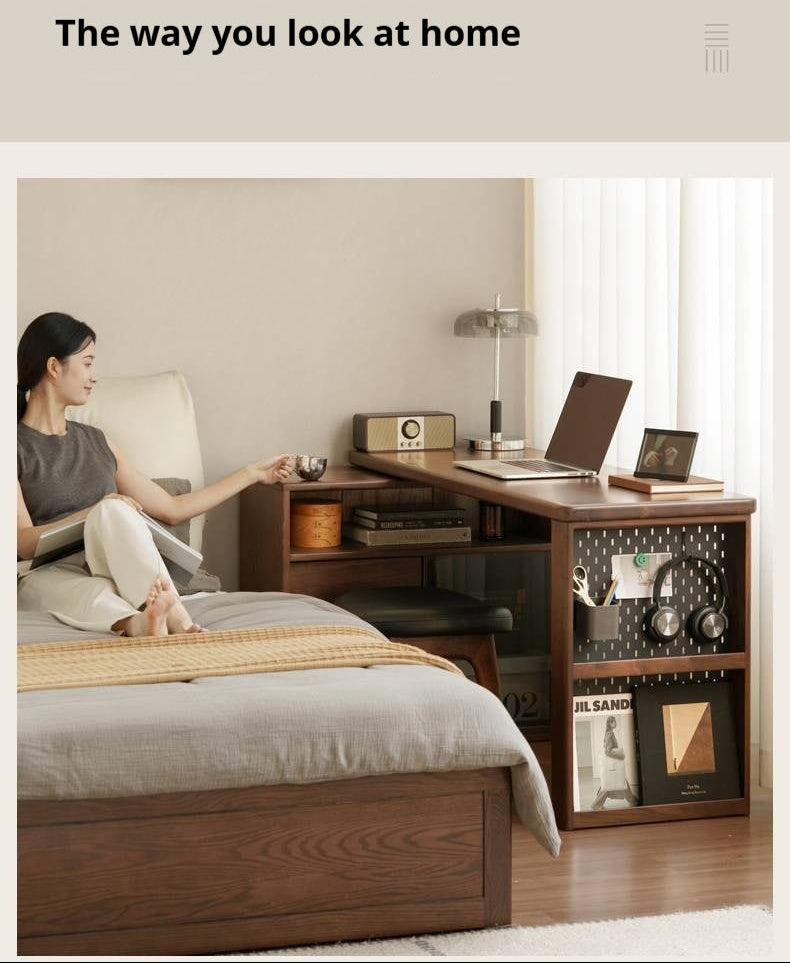 Black Walnut Solid Wood Italian Light Luxury Corner Office Desk