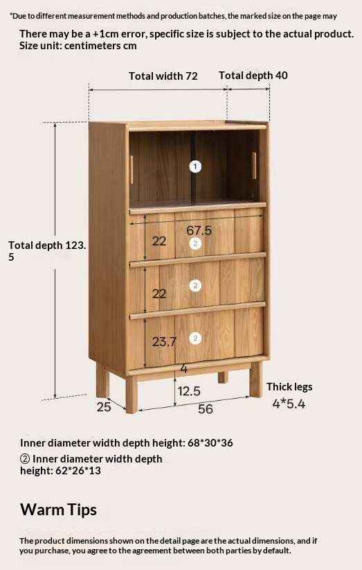 White Ash Solid Wood Side Cabinet with Modern Minimalist Design