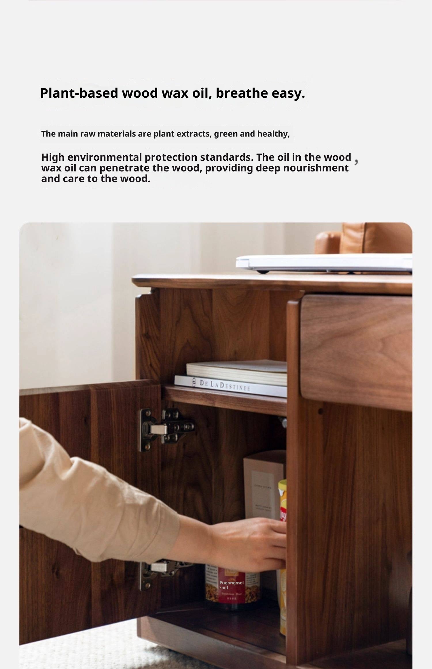 Black Walnut Solid Wood Nordic Style Movable Side Cabinet