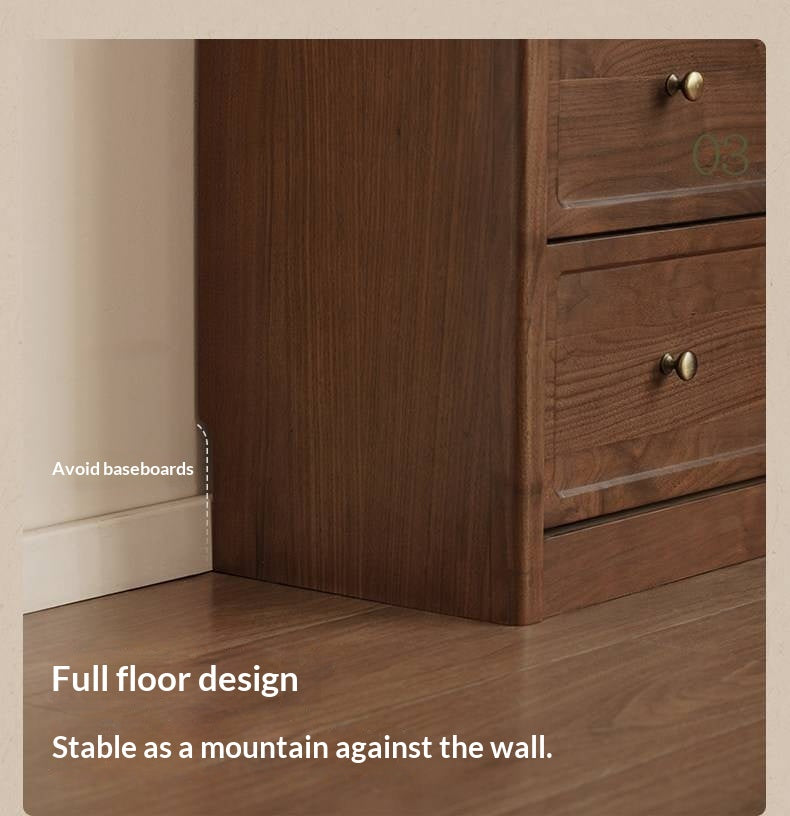 Black Walnut Solid Wood Bookshelf and Display Cabinet with Vintage French Profile