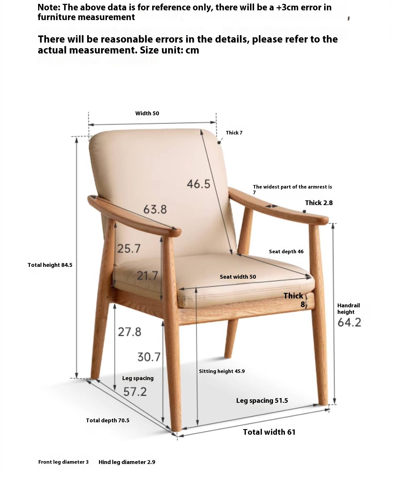 Oak Solid Wood Modern Minimalist Style Leisure Armchair.