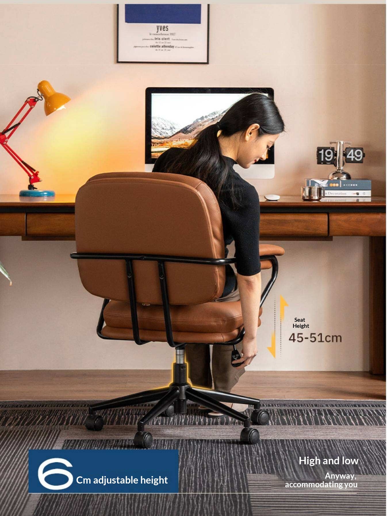 Leather Modern Liftable Armchair Office Chair
