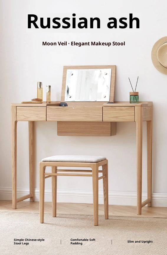 Ash Solid Wood Light Luxury Modern Makeup Stool