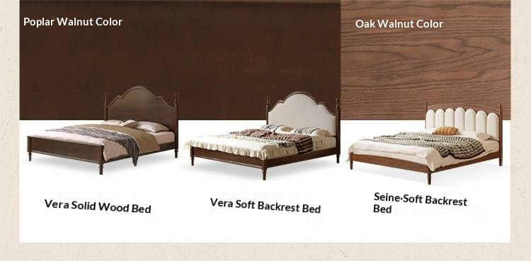 Poplar Solid Wood Bed — American Windsor Style with Retro Vertical Strip Design