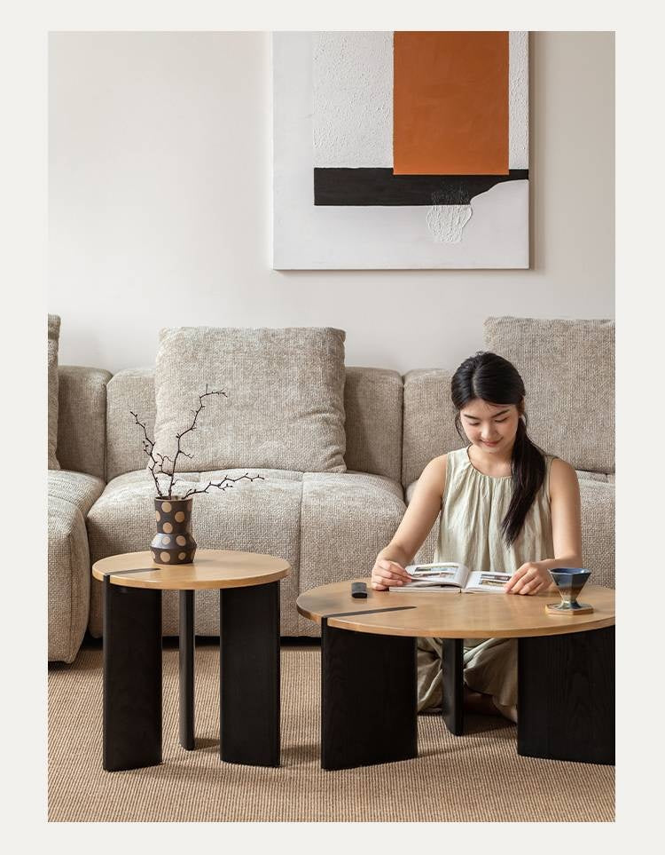 Ash Solid Wood Wabi Sabi Style Creative Coffee Table