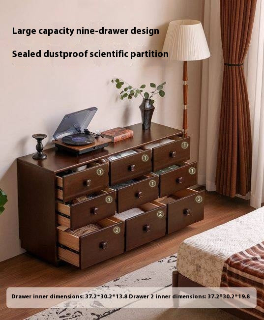 Poplar Solid Wood Retro Middle Ancient Style Drawer Cabinet.