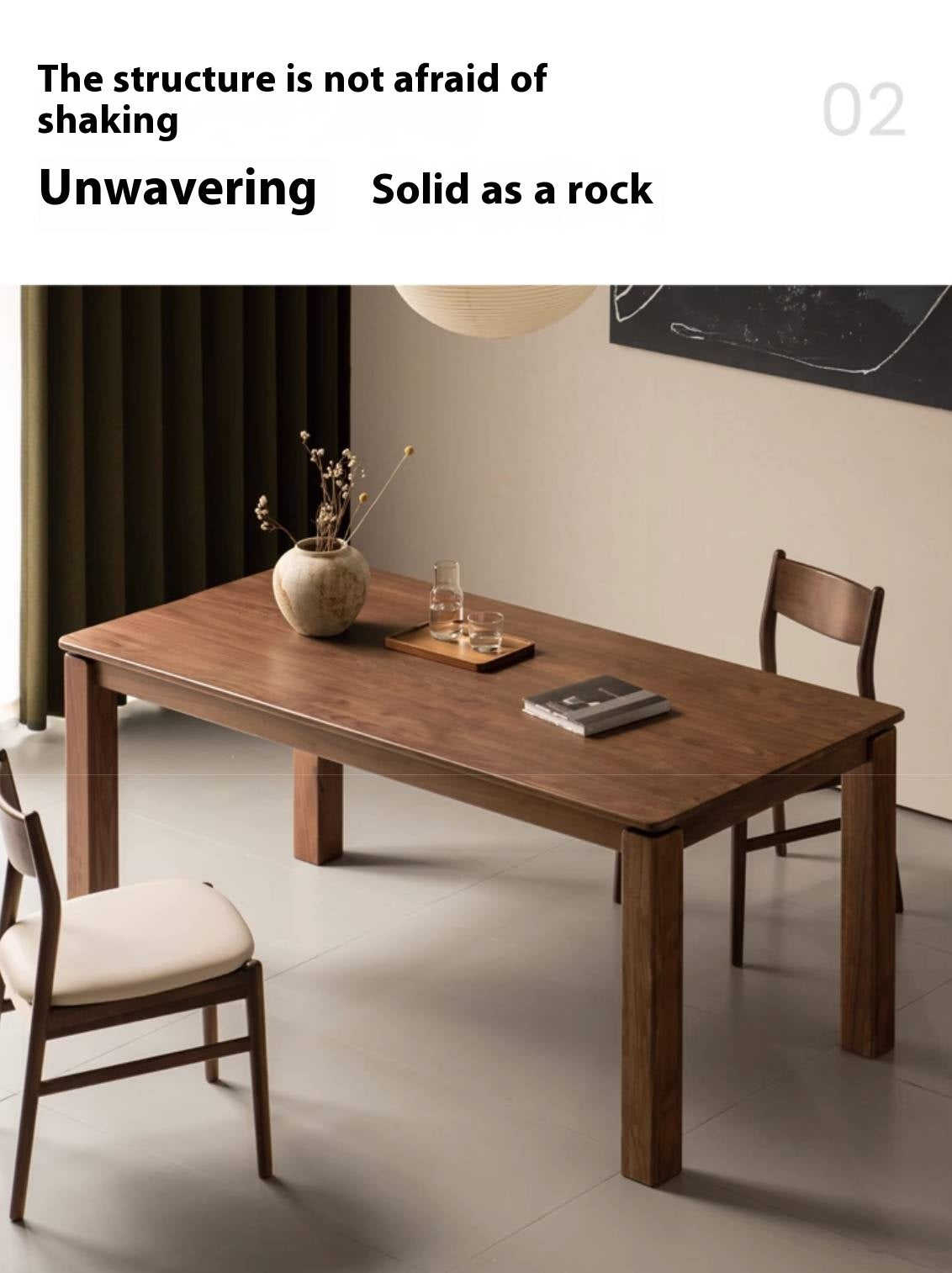 Black Walnut, Oak, Ash Solid Wood Large Board Dining Table