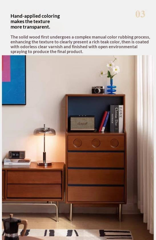 Poplar Solid Wood Middle-Age Edge Cabinet Storage.