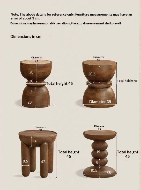 Mango Solid Wood Wabi Sabi Round Side Table