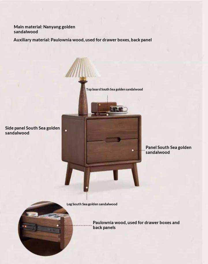 Sandalwood Solid Wood Modern Style Nightstand
