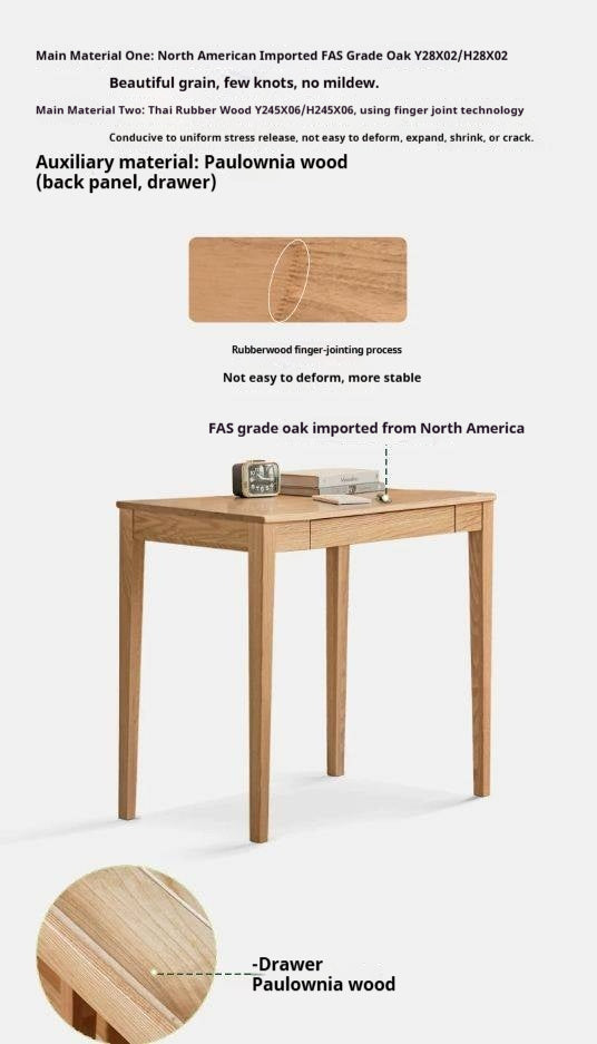 Oak Solid Wood, Solid Rubberwood Small Desk