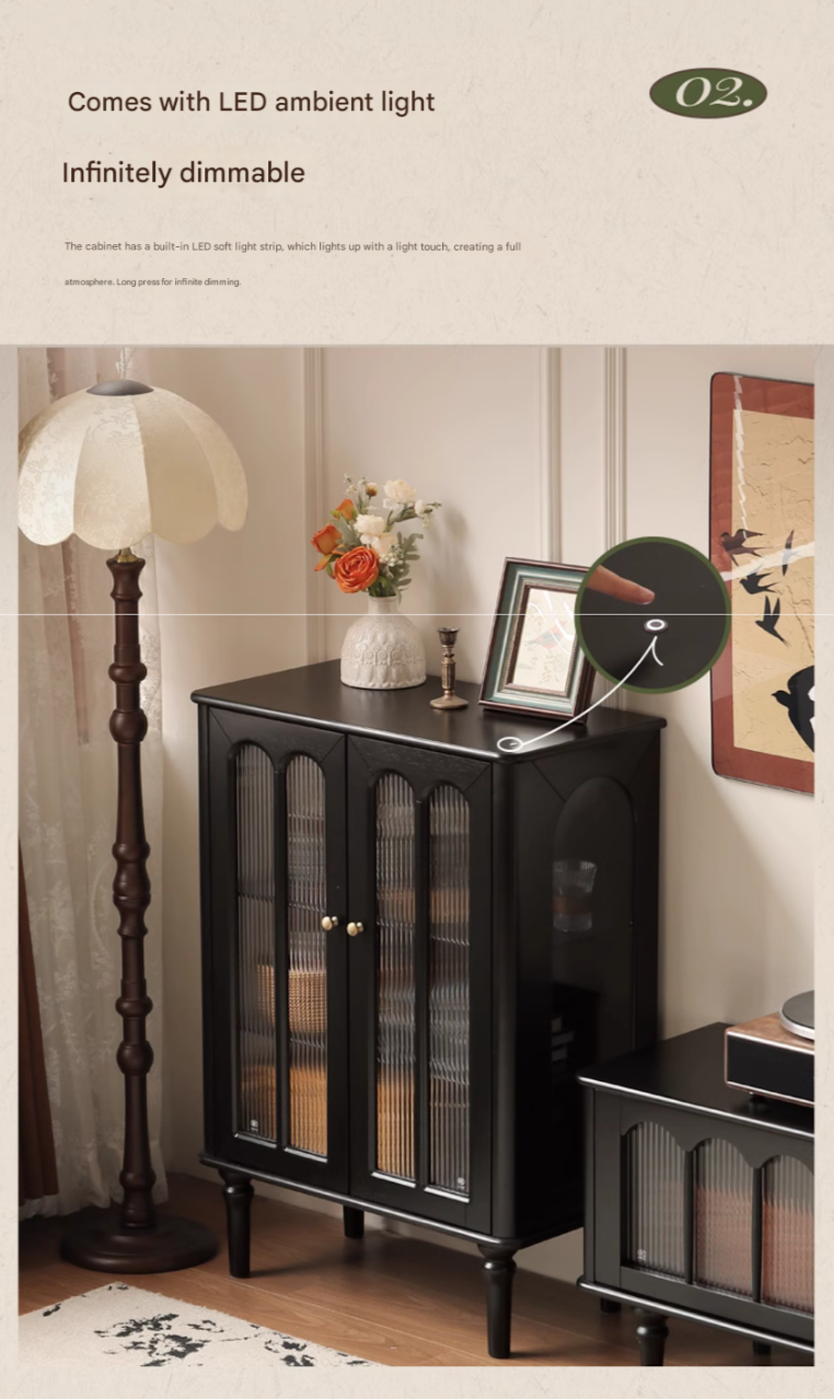 Solid Rubberwood French Retro Side Cabinet.