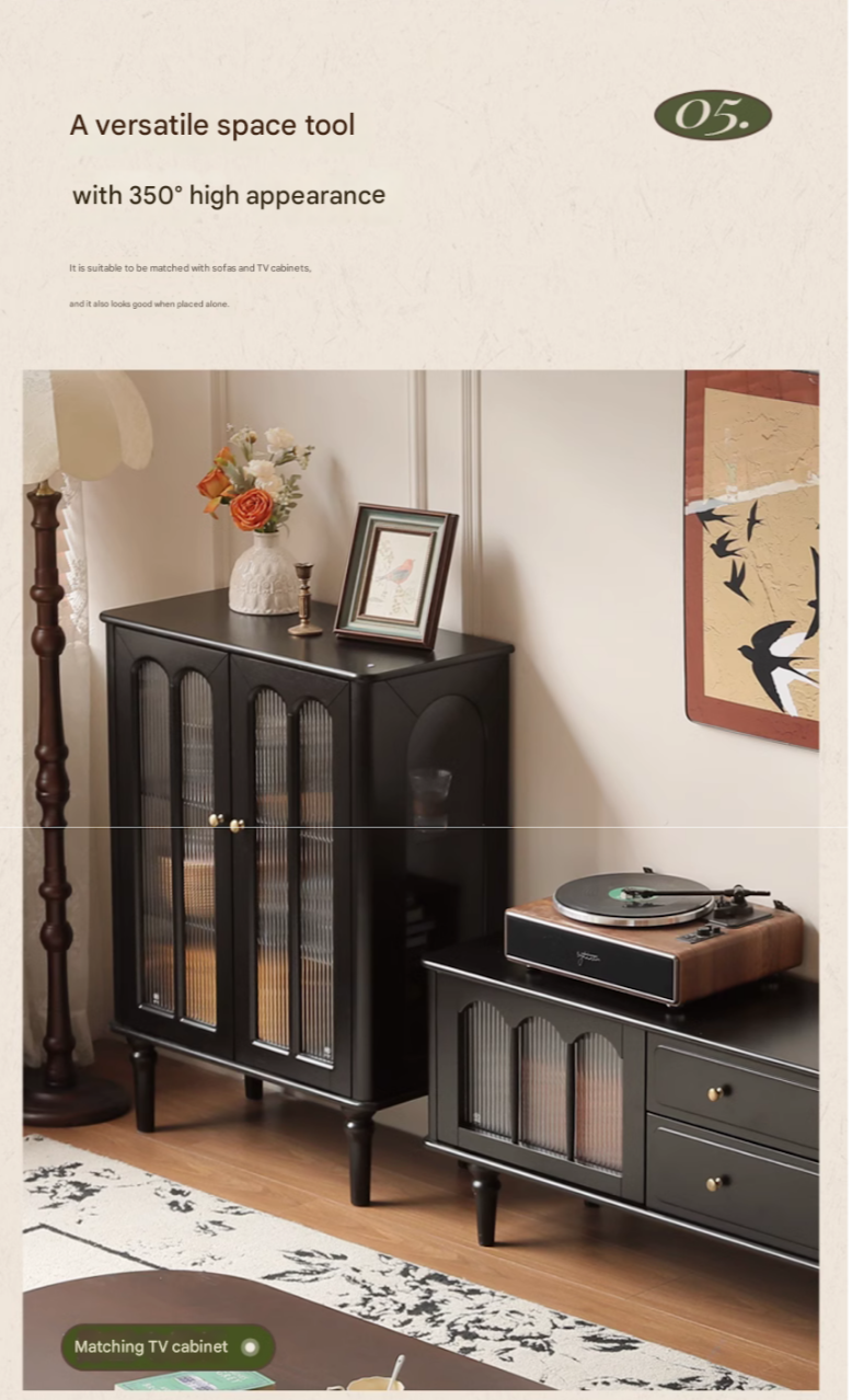 Solid Rubberwood French Retro Side Cabinet.