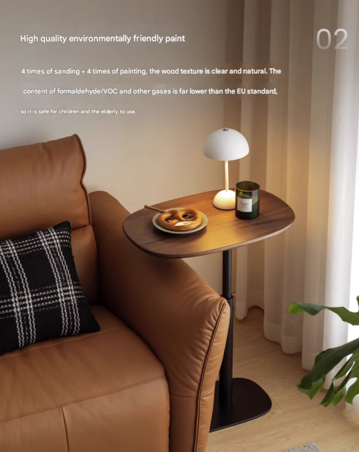 Black Walnut, Oak Solid Wood Lifting Italian Light Luxury Side Table