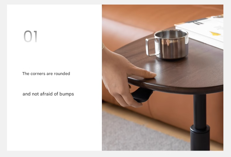 Black Walnut, Oak Solid Wood Lifting Italian Light Luxury Side Table