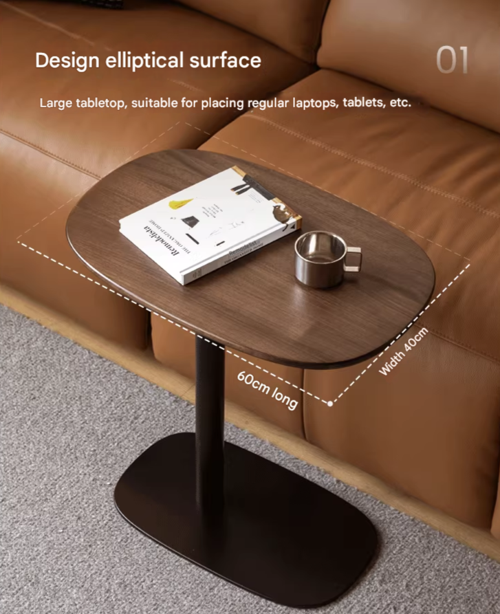 Black Walnut, Oak Solid Wood Lifting Italian Light Luxury Side Table