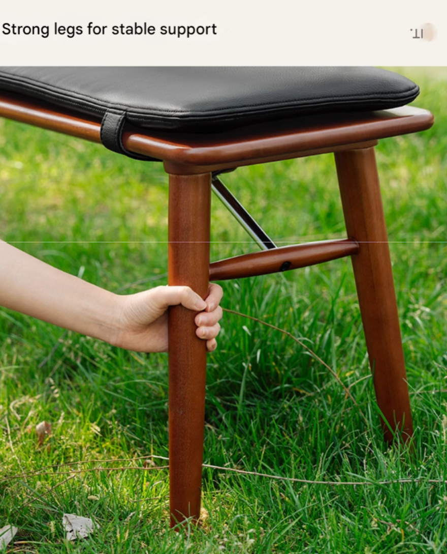 Beech Solid Wood Organic Leather Long Bench