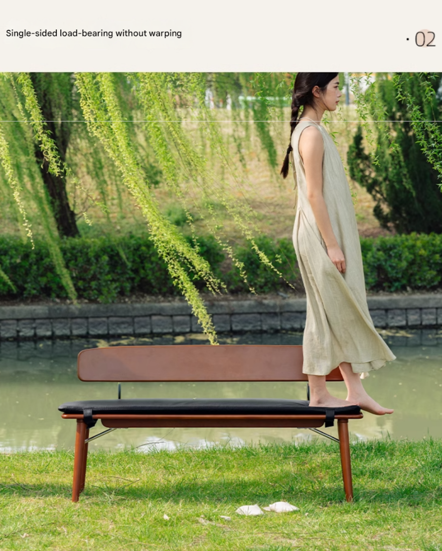 Beech, Birch Solid Wood Organic Leather Long Bench