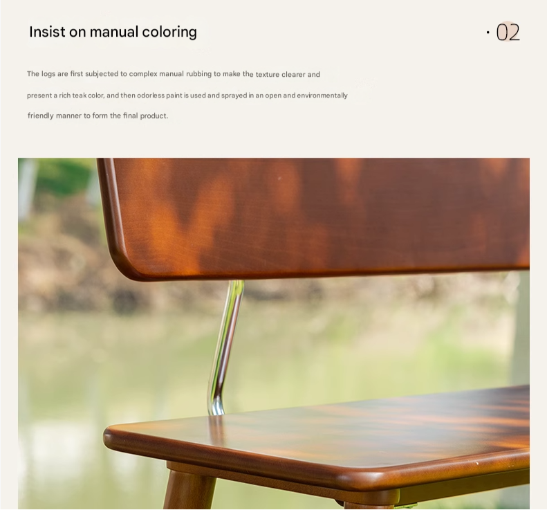 Beech, Birch Solid Wood Organic Leather Long Bench