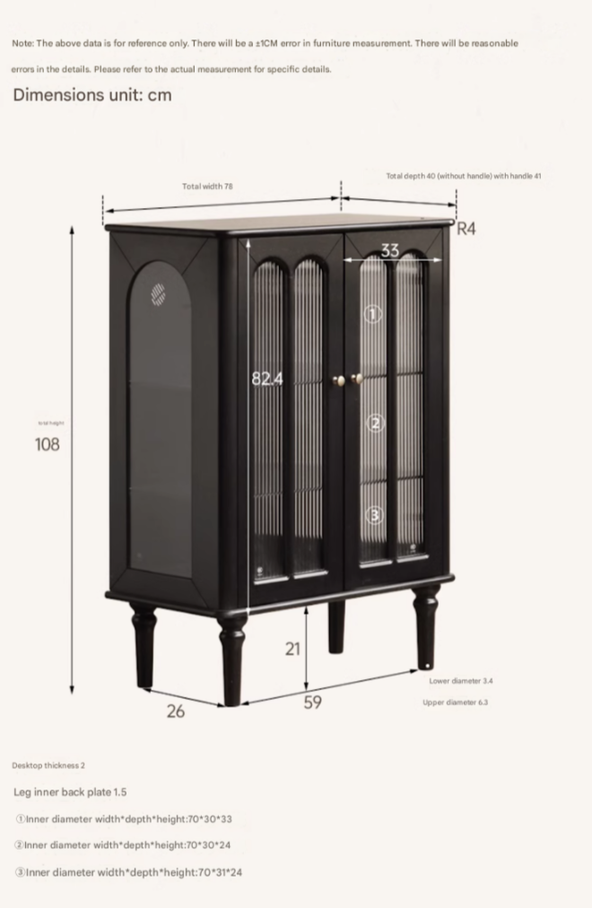 Solid Rubberwood French Retro Side Cabinet.