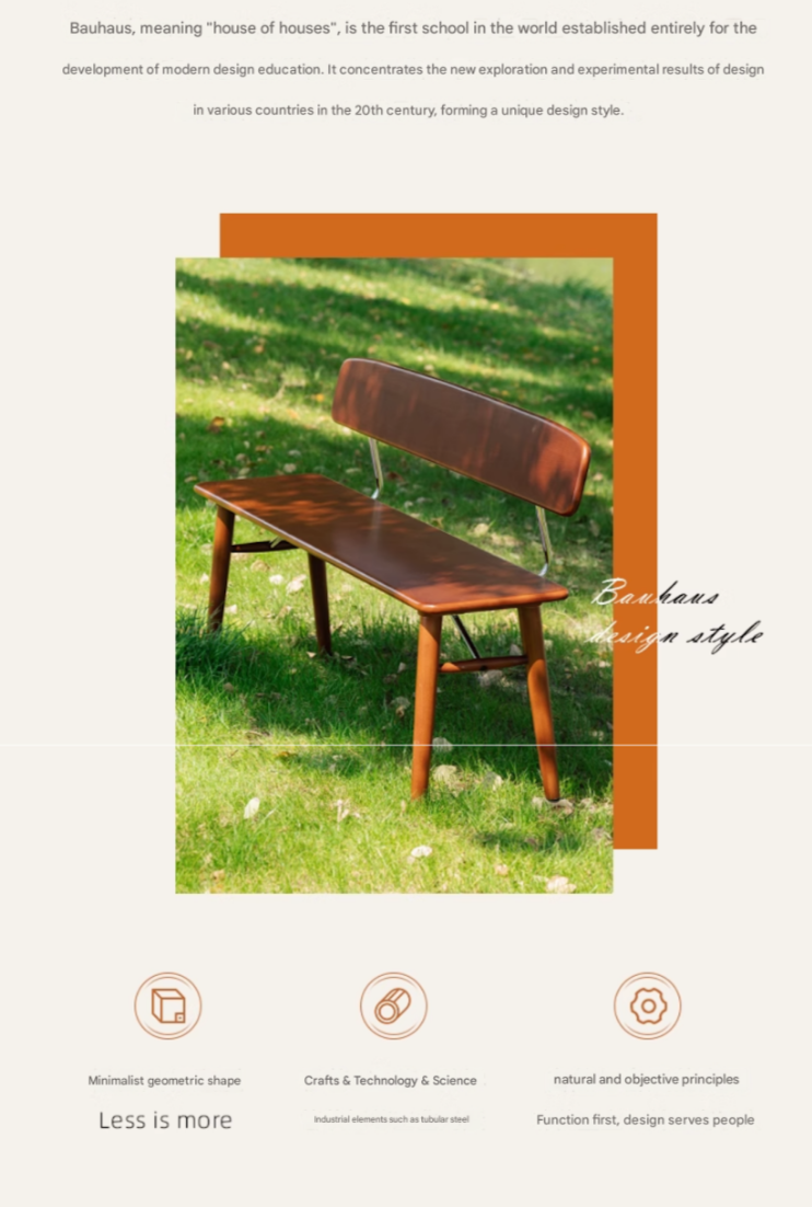 Beech, Birch Solid Wood Organic Leather Long Bench