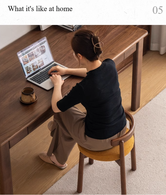 Black Walnut, Oak Solid Wood, Solid RubberWood Makeup Stool