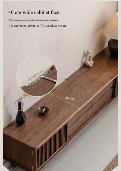 Black Walnut Solid Wood Floor TV Cabinet.