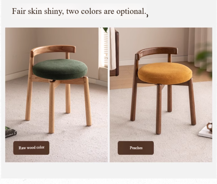 Black Walnut, Oak Solid Wood, Solid RubberWood Makeup Stool