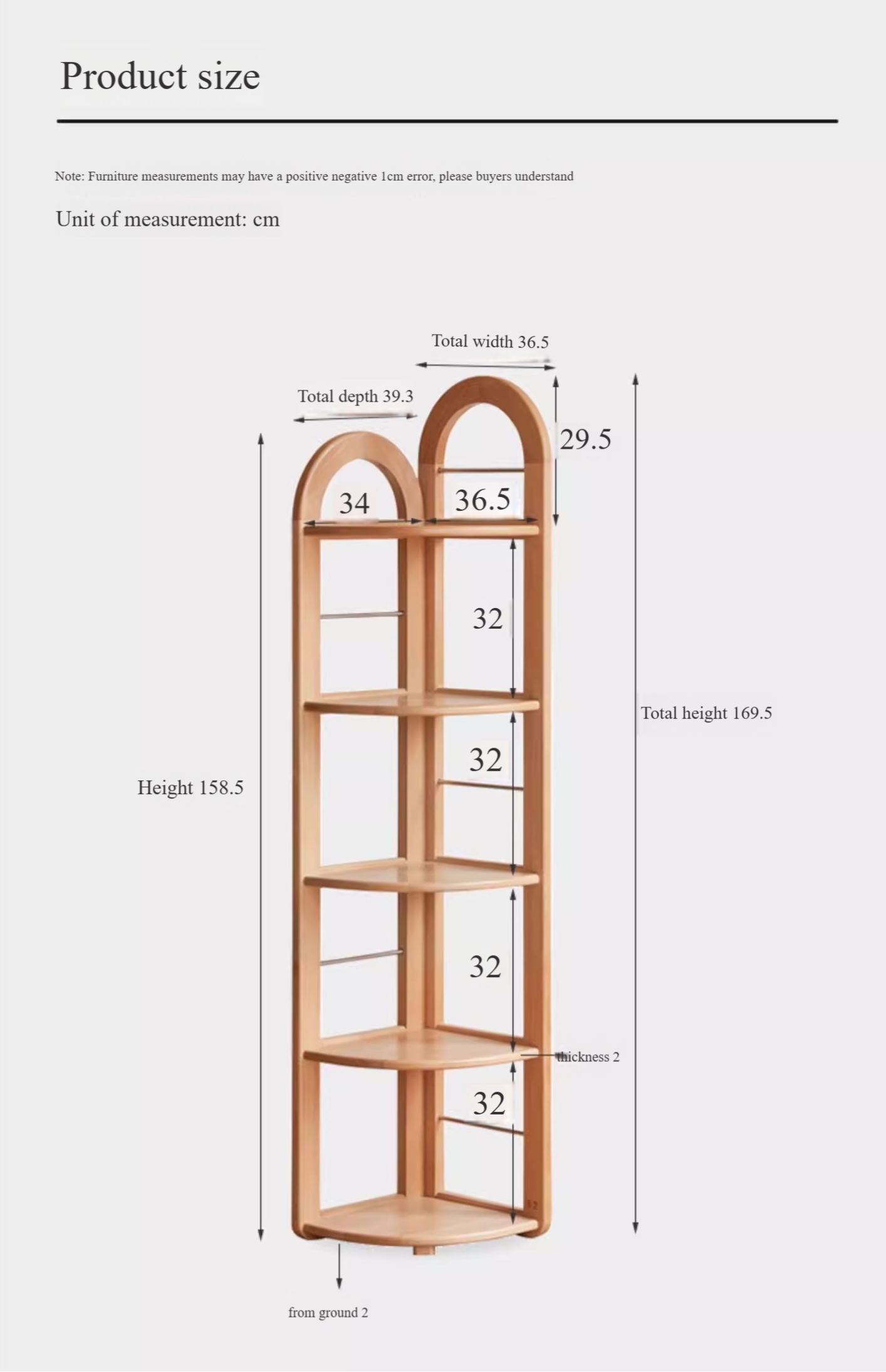 European Beech Solid Wood Corner Bookshelf.