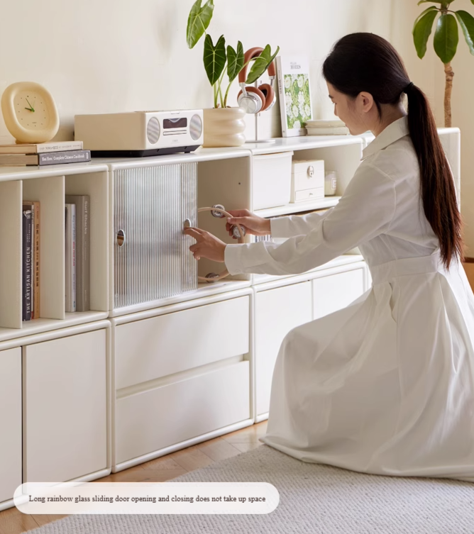 Oak Solid wood Locker Cream Style Free Combination Cabinet.