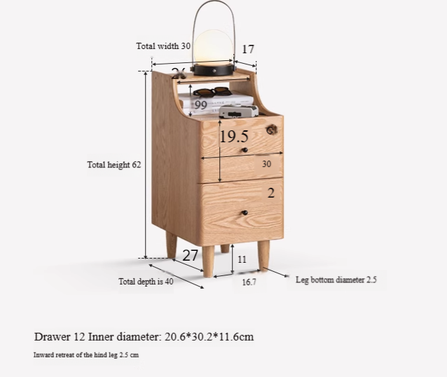 Ash, Oak Solid Wood, Solid RubberWood Modern Nightstand.