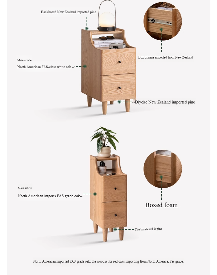Ash, Oak Solid Wood, Solid RubberWood Modern Nightstand.