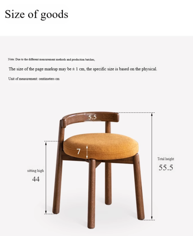 Black Walnut, Oak Solid Wood, Solid RubberWood Makeup Stool