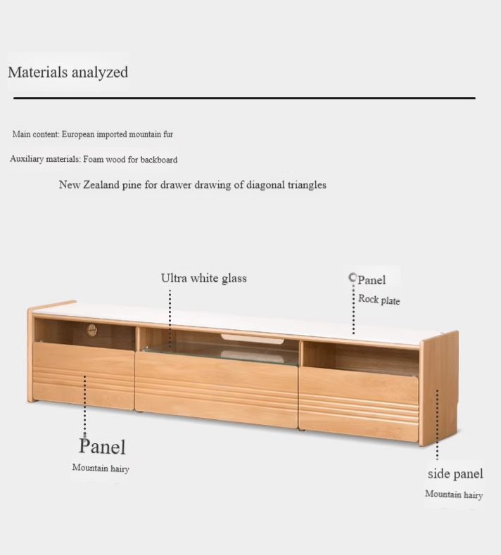 Pine Solid Wood Floor Rock Board TV Stand.