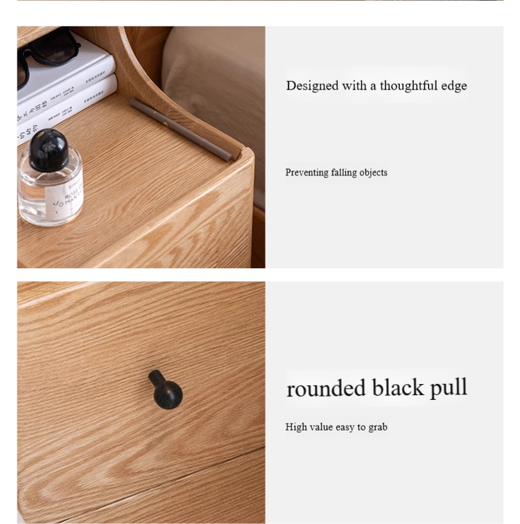 Ash, Oak Solid Wood, Solid RubberWood Modern Nightstand.