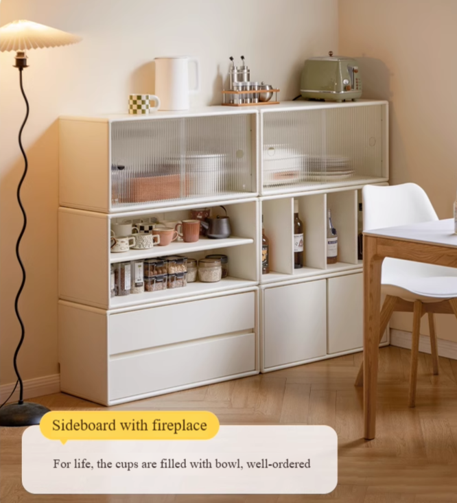 Solid RubberWood Locker Cream Style Free Combination Cabinet.