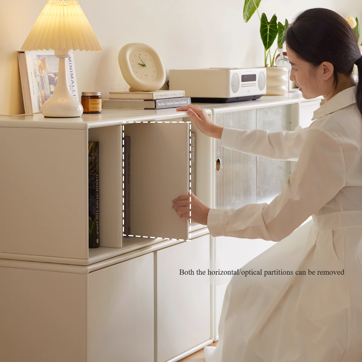 Solid RubberWood Locker Cream Style Free Combination Cabinet.